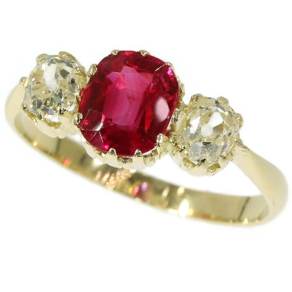 Late Victorian diamond and Verneuil ruby engagement ring